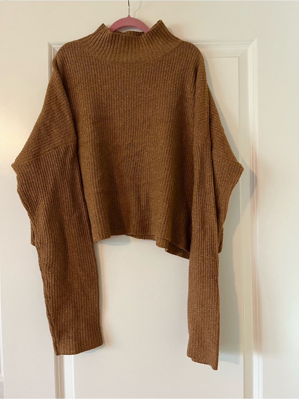 Cropped Mock Neck BP Sweater Brown